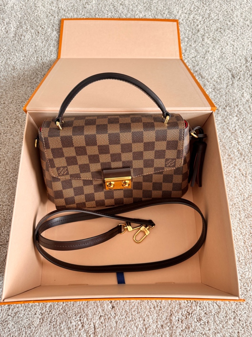 Louis Vuitton Brown Damier Ebene Small Top Handle Satchel with Gold Hardware - Picture 8 of 12